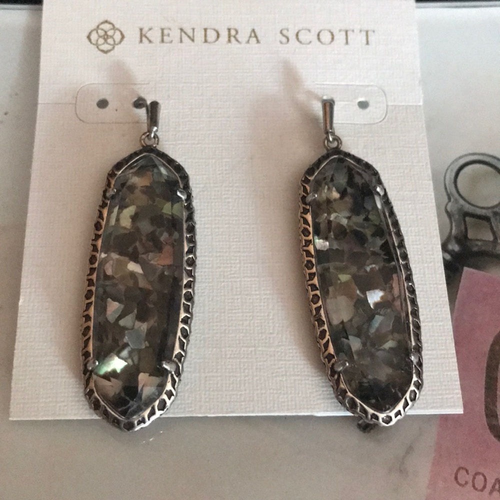 Kendra Scott Earrings lauren crushed black mop new - Picture 4 of 4